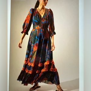 Farm Rio Puff Sleeve Maxi Dress